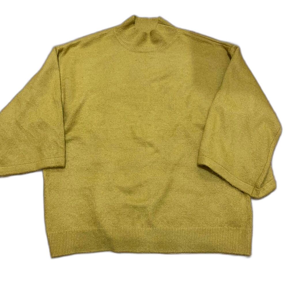 Women's Mustard Yellow Yarn and Sea turtle neck sweater Jumper XL